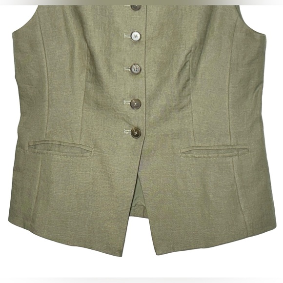 NWT J. Crew Linen Cutaway Vest Top in Green, C1544, Size M (10) - Picture 6 of 12